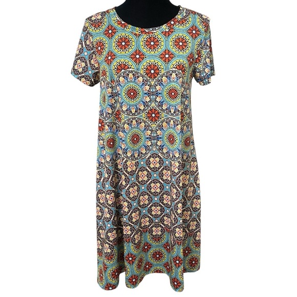 Spense Dresses & Skirts - Spense Boho Mandala Floral Dress Medium Retro Vibrant Print Pockets